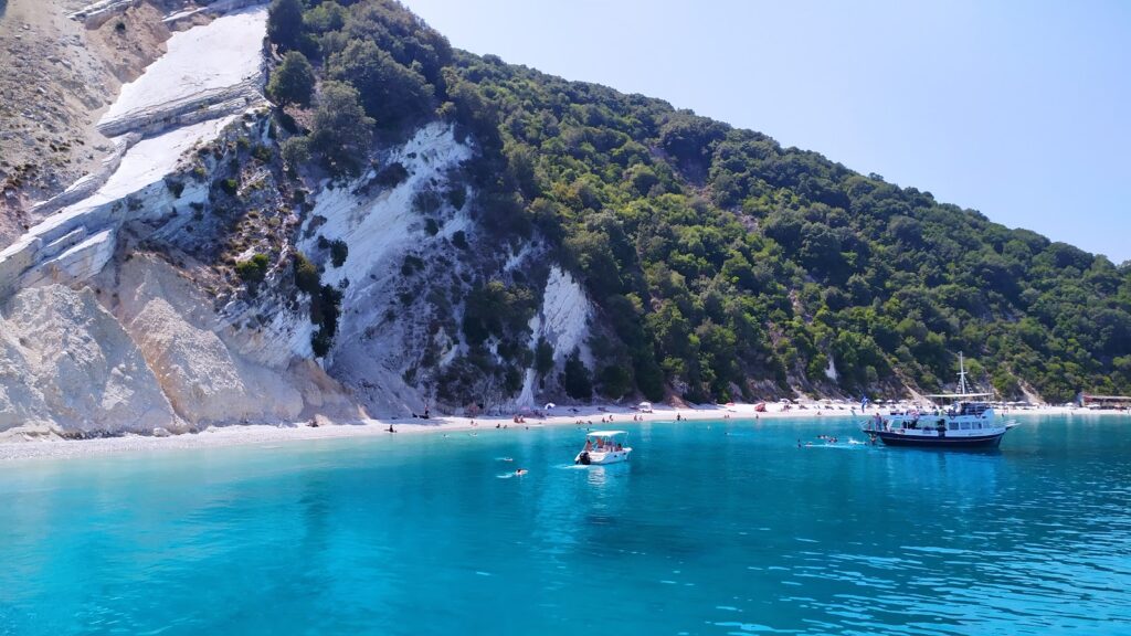 Adventurers discovering natural wonders and caves in Greece.