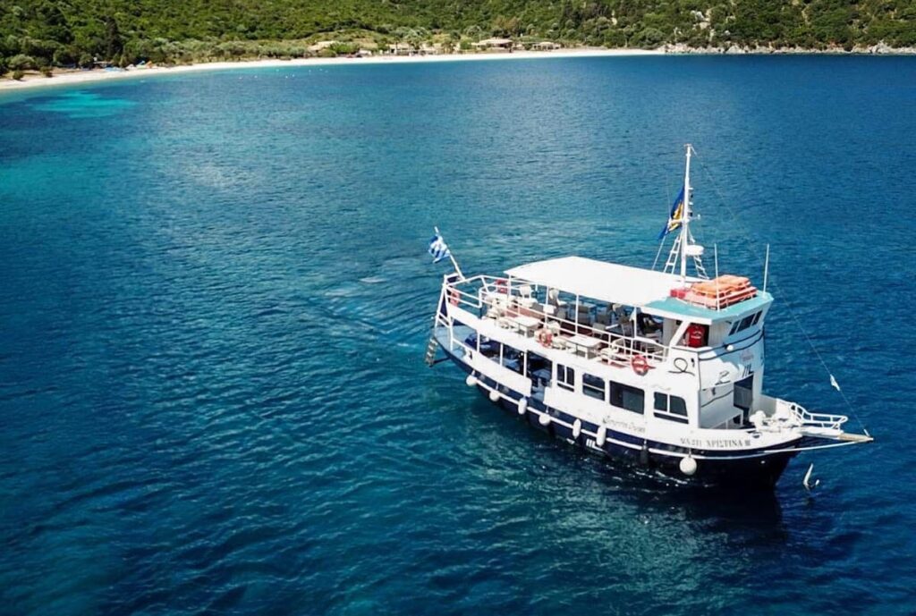 Adventurers discovering natural wonders and caves in Greece.