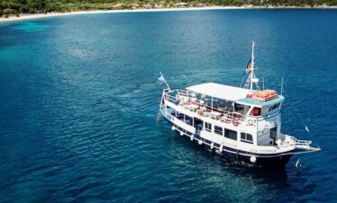 Adventurers discovering natural wonders and caves in Greece.